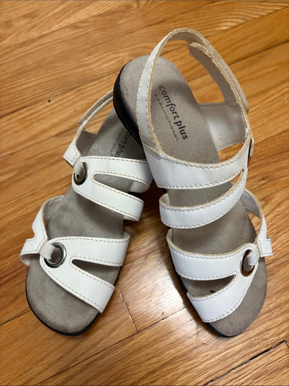 comfort plus by Predictions Women's White Strappy Slingback Sandals
